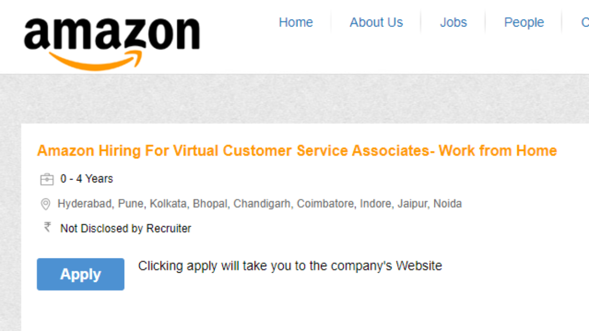 Work From Home Customer Service Associate Amazon