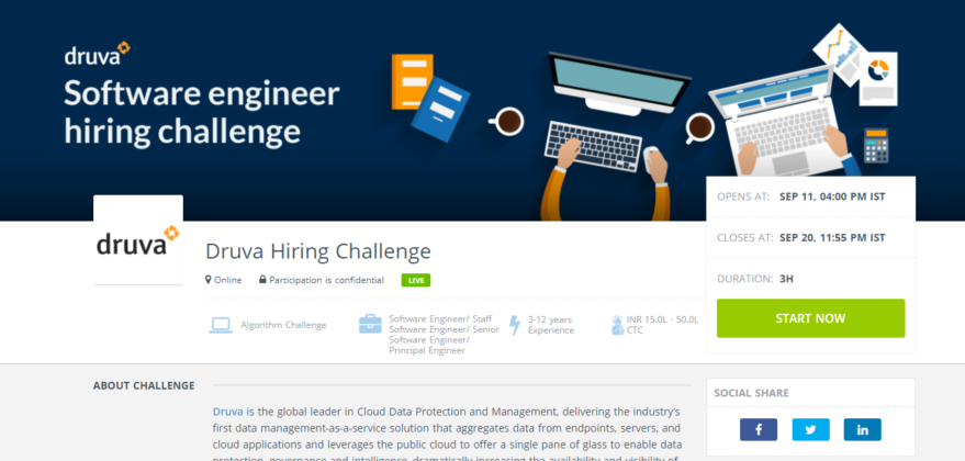 Druva Hiring Challenge For Software Engineer Staff Software Engineer