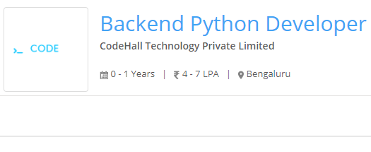 CodeHall Technology Private Limited Off-Campus Recruitment 2020 Drive for Backend Python Developer