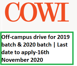 Cowi Civil Off-Campus 2020 Drive