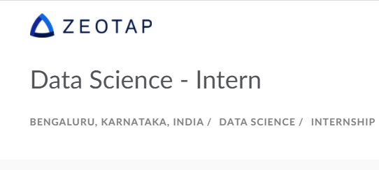 Data Science-Intern Opportunity at Zeotap