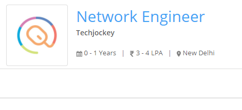 Techjockey hiring for Network Engineer