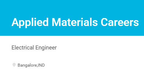 Applied Materials Careers hiring Fresher’s Electrical Engineer