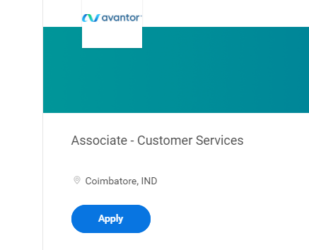 Avantor Off Campus Recruitment Drive 2021