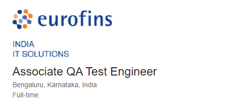 Eurofins Job for Associate QA Test Engineer