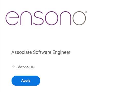 Ensono Jobs and Careers hiring Associate Software Engineer Fresher Chennai