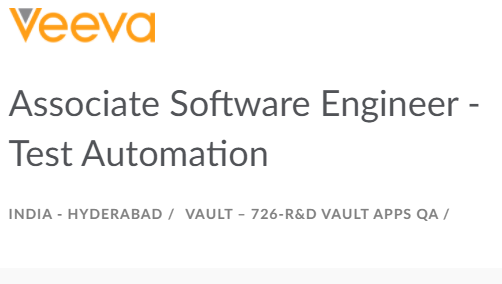 Veeva Systems hiring Associate Software Engineer - Test Automation