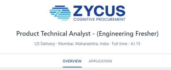 Zycus Careers Fresher hiring