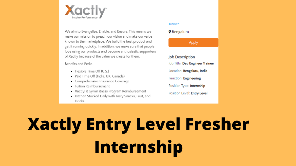 Xactly Entry Level Fresher Internship