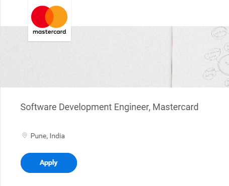 Mastercard Careers hiring Software Development Engineer