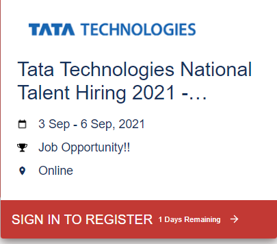 Tata Technologies National Talent Hiring 2021