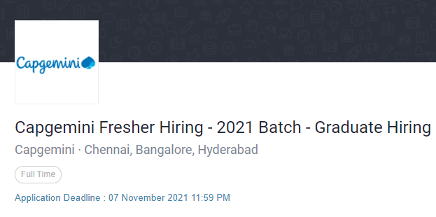 Capgemini bsc bca freshers hiring