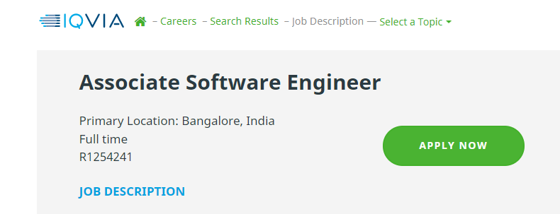 IQVIA Careers Job notification for Associate Software Engineer