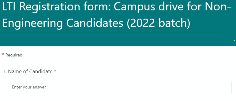 LTI-L&T Infotech 2022 campus drive