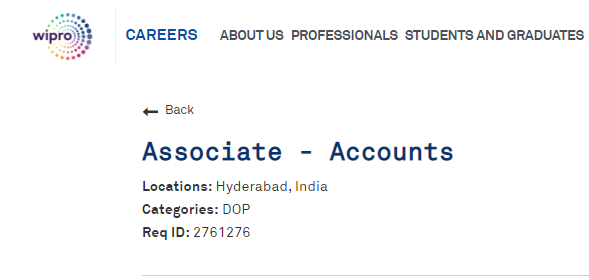 Wipro Careers Freshers Job Hiring for Associate-Accounts