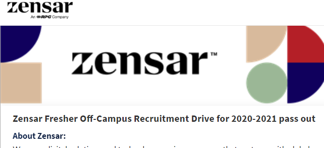 Zensar Fresher Off-Campus Recruitment Drive