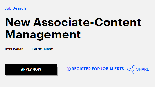 Accenture Job Opening for New Associate Content Management