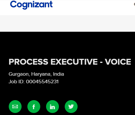 Cognizant Job Opening for Process Executive-Voice