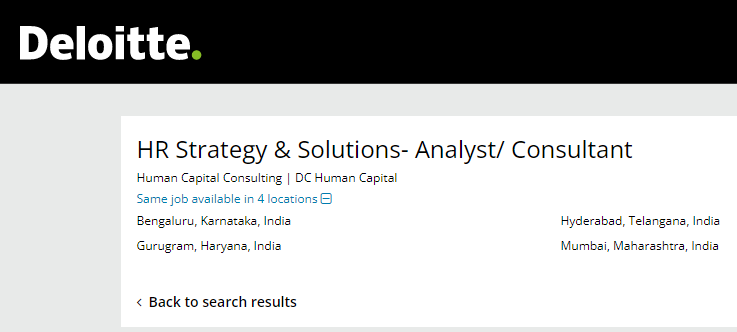 Deloitte Careers Job Opening for HR Strategy & Solutions