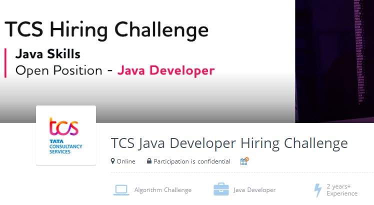 TCS Java Developer Hiring Challenge