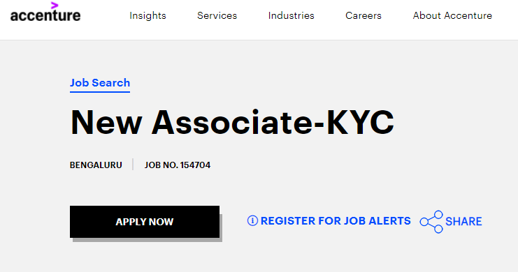 Accenture Freshers Job Opportunity for New Associate-KYC