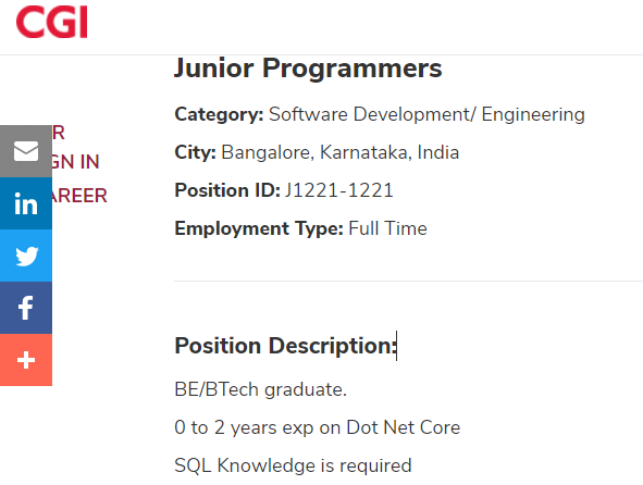 CGI Job Opportunity for Junior Programmers