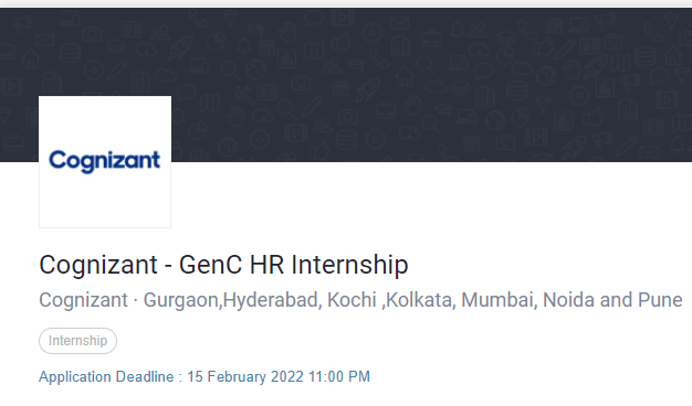 Cognizant Recruitment Drive for GenC HR Internship