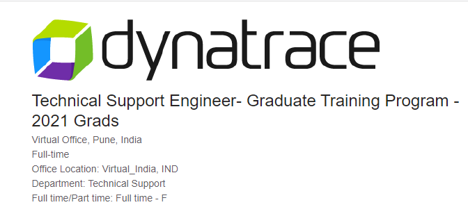 dynatrace-entry-level-2021-batch-freshers-job-as-technical-support