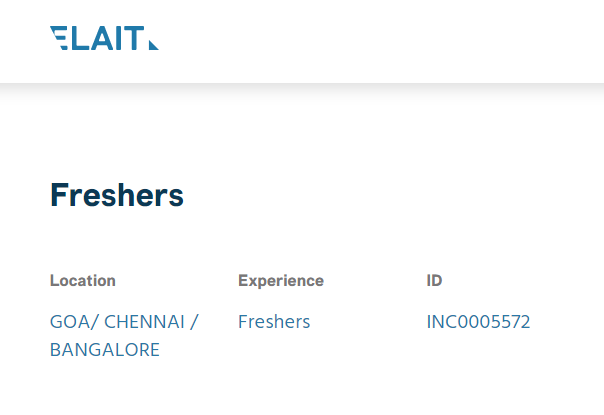 Elait 2021 Freshers Batch Off Campus Recruitment Drive