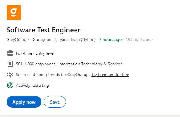 GreyOrange Entry Level Freshers Job Opportunity for Software Test Engineer