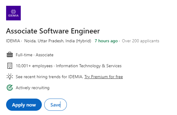 IDEMIA Entry Level Freshers Job Opportunity for Associate Software Engineer