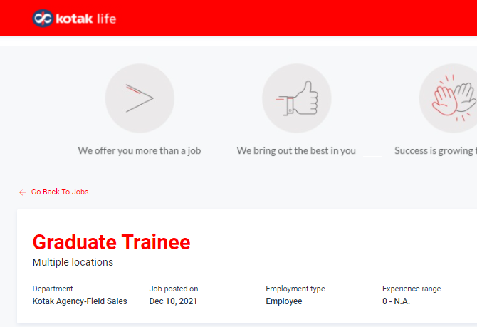 Kotak Life Insurance Off Campus Recruitment Drive