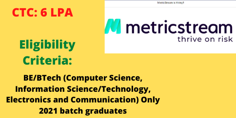 Metricstream Off Campus Recruitment Drive 2022