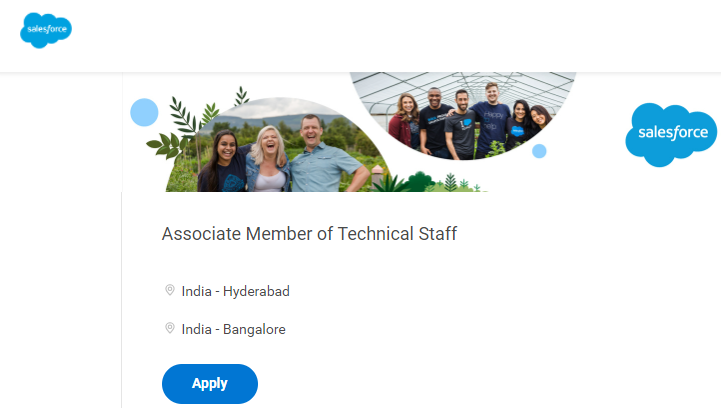 Salesforce Freshers Recruitment drive