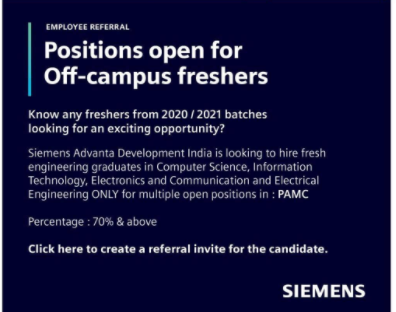 Siemens Off Campus Recruitment Drive