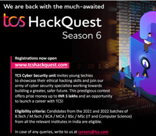 TCS HackQuest Season 6, 2022,2021