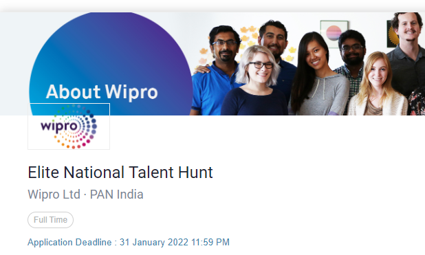 Wipro Elite National Talent Hunt fresher Job