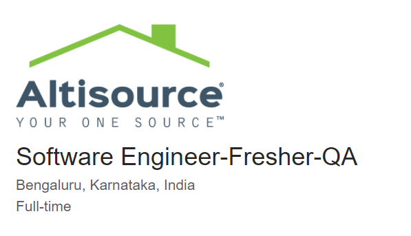 Altisource Freshers Job Opportunity for Software Engineer-QA