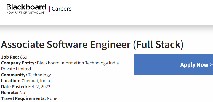 Blackboard Job Opportunity for Associate Software Engineer