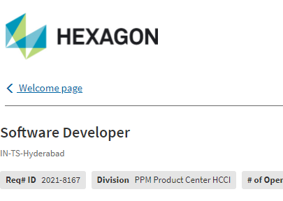 Hexagon Job Opportunity for Software Developer