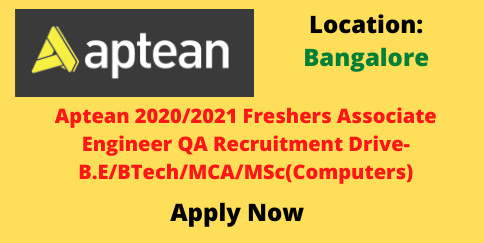 Aptean Freshers Associate Engineer QA Recruitment Drive