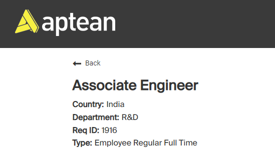 Aptean is hiring Freshers for Associate Engineer