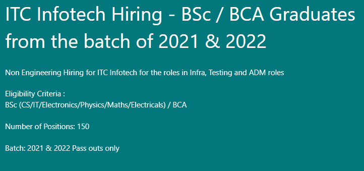 ITC Infotech Hiring