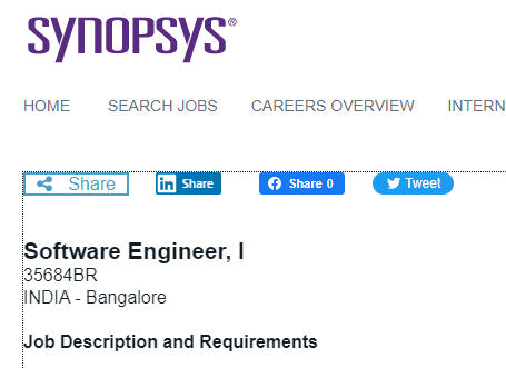 Synopsys is hiring for Software Engineer