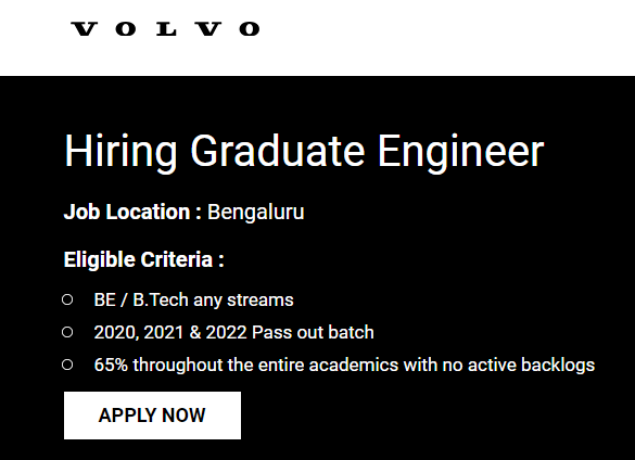 Freshers Hiring as Graduate Engineer