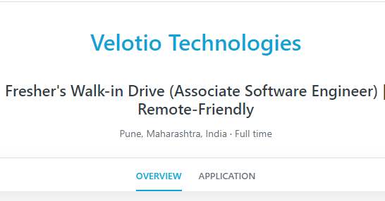 Velotio Technologies Fresher's Walk-in Drive