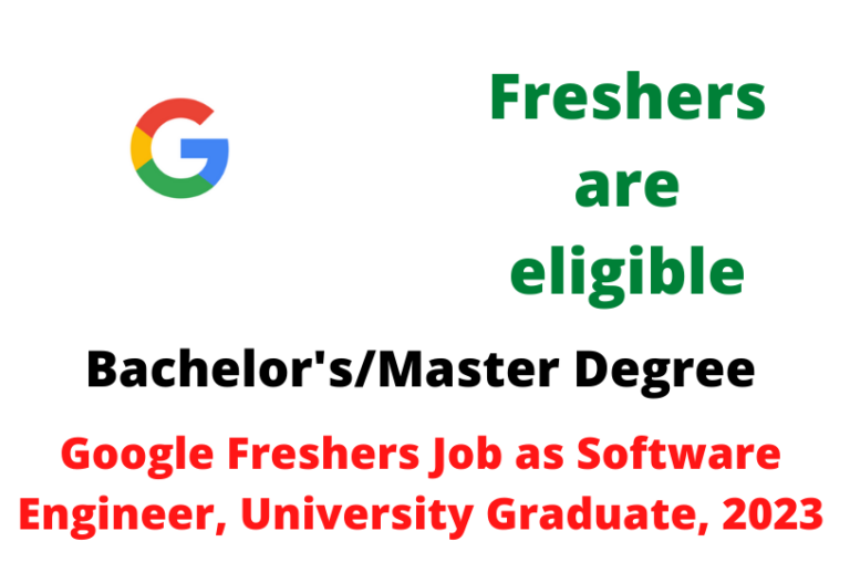 Google Freshers Job as Software Engineer, University Graduate, 2023