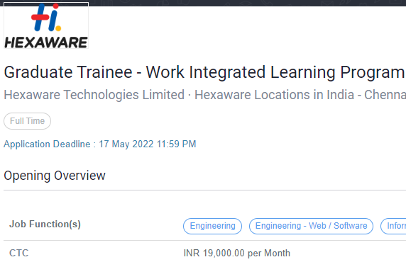 Hexaware Graduate Trainee