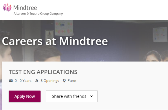 Mindtree is hiring Test Eng Applications