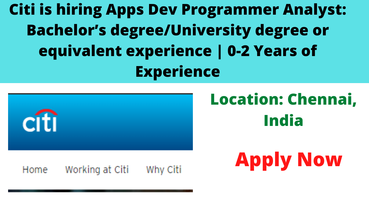 Citi is hiring Apps Dev Programmer Analyst